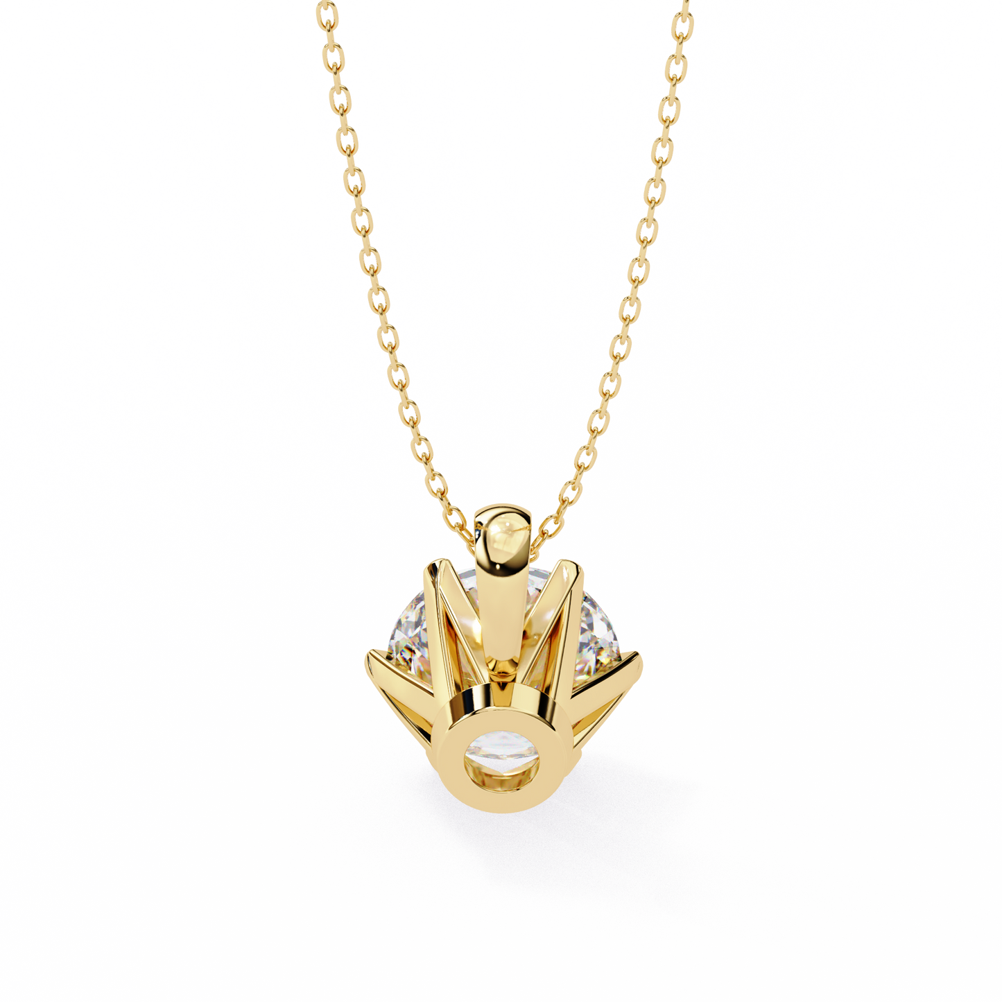Petal Solitaire Diamond Necklace | 6-Prong Round Pendant