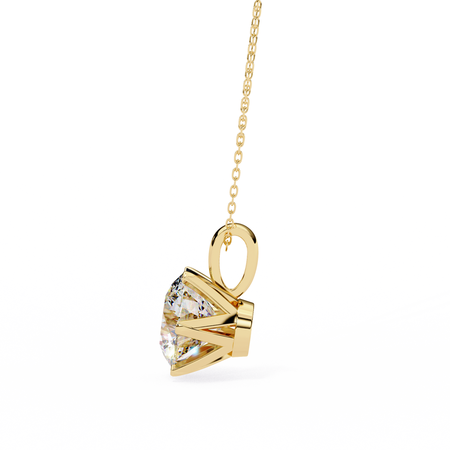 Petal Solitaire Diamond Necklace | 6-Prong Round Pendant