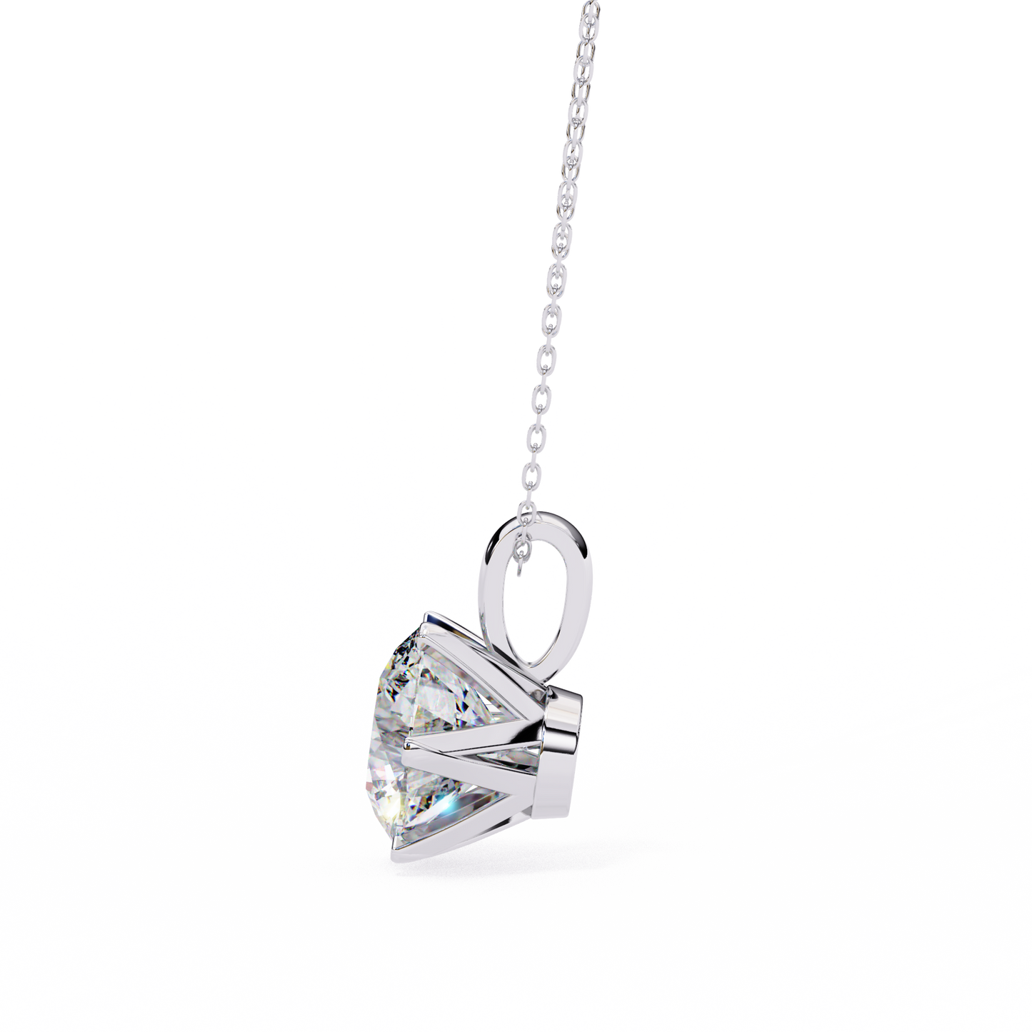 Petal Solitaire Diamond Necklace | 6-Prong Round Pendant