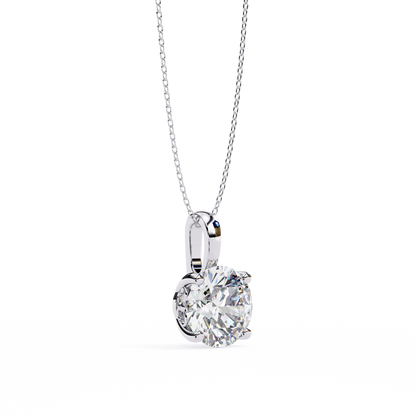 Floating Solitaire Diamond Necklace | Modern Round Pendant