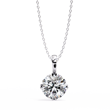 Basket Set Solitaire Necklace | Classic Round Diamond Pendant