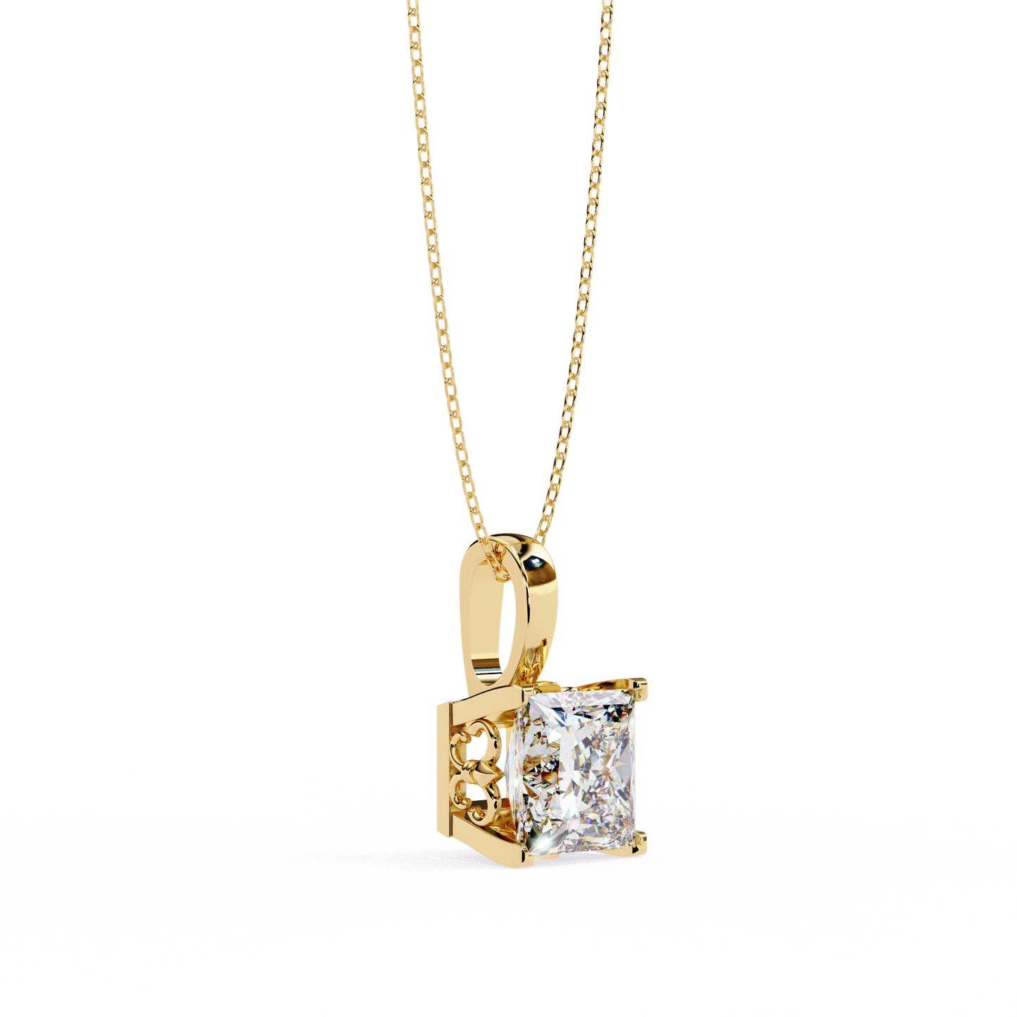 Princess Cut Diamond Solitaire Pendant