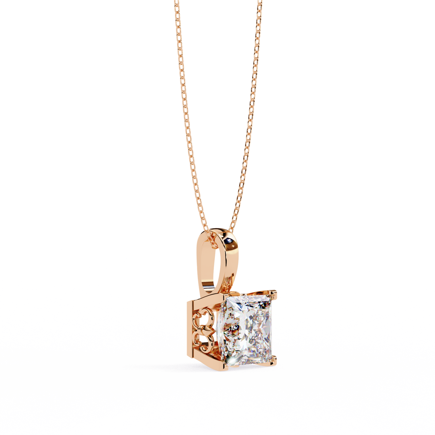 Princess Cut Diamond Solitaire Pendant