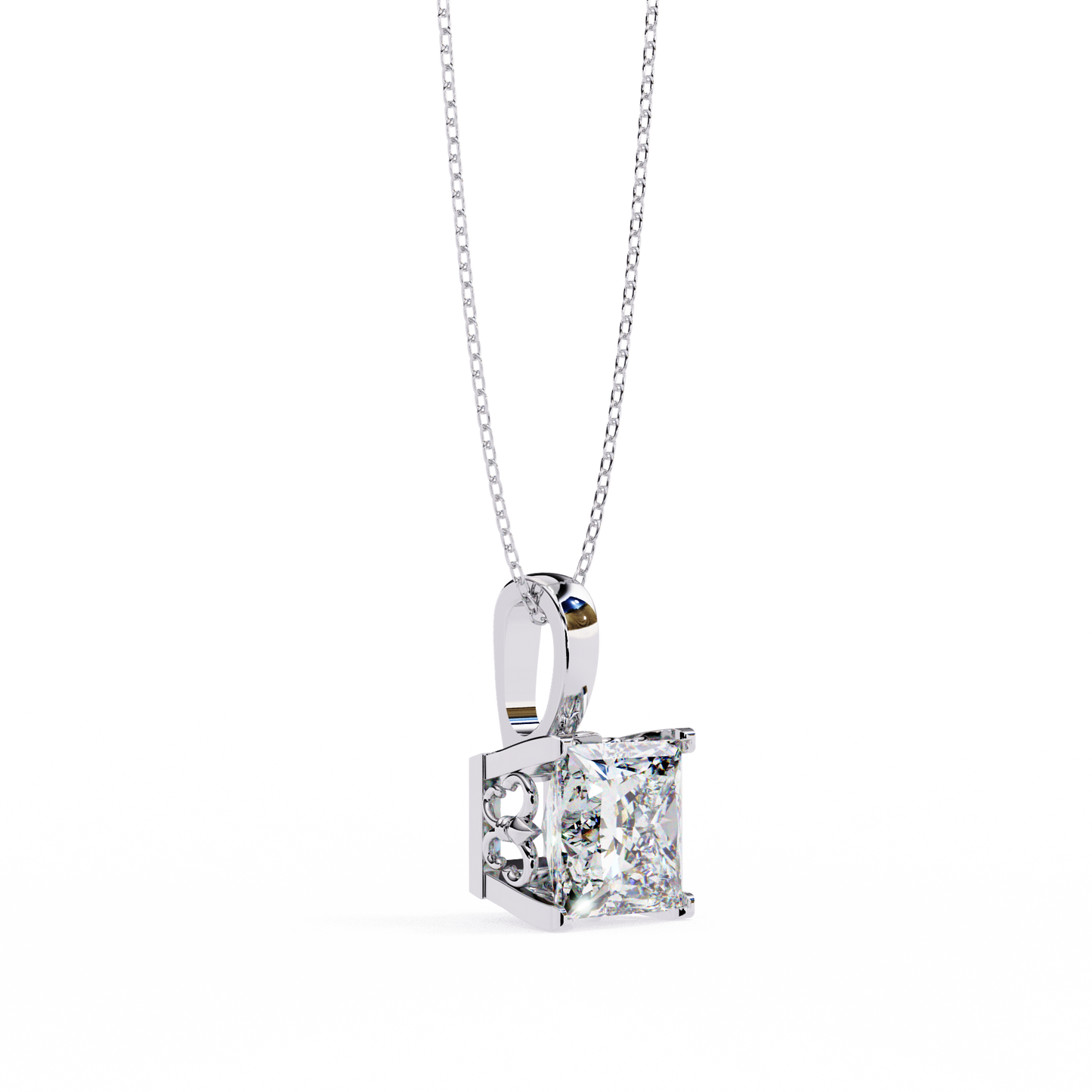 Princess Cut Diamond Solitaire Pendant