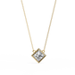 Bezel Set Princess Cut Solitaire Necklace | Floating Square Pendant