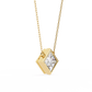 Bezel Set Princess Cut Solitaire Necklace | Floating Square Pendant