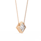 Bezel Set Princess Cut Solitaire Necklace | Floating Square Pendant
