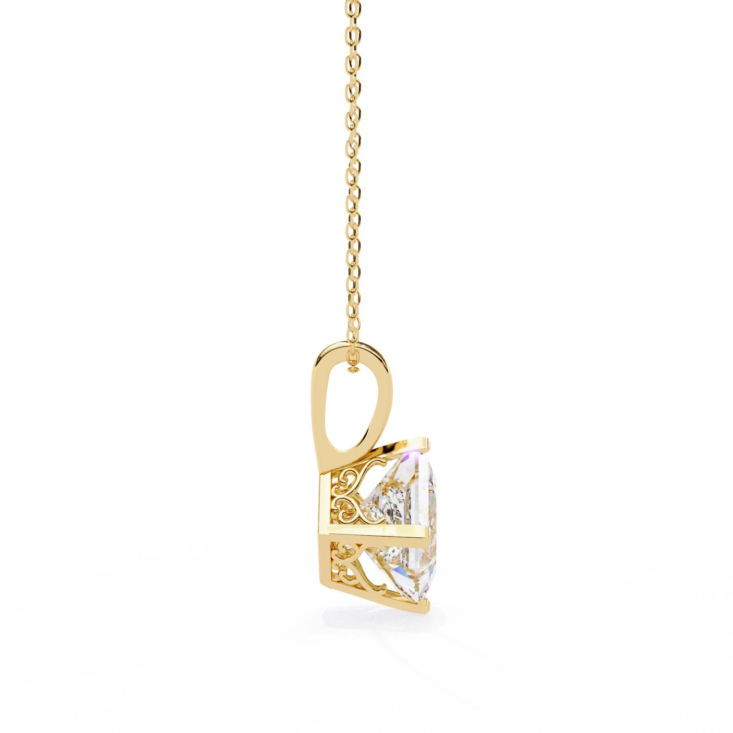 Princess Cut Solitaire Necklace | Square Diamond Pendant for Women