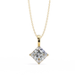Princess Cut Solitaire Necklace | Square Diamond Pendant for Women