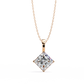 Princess Cut Solitaire Necklace | Square Diamond Pendant for Women