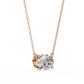 East-West Oval Solitaire Necklace | Modern Floating Pendant