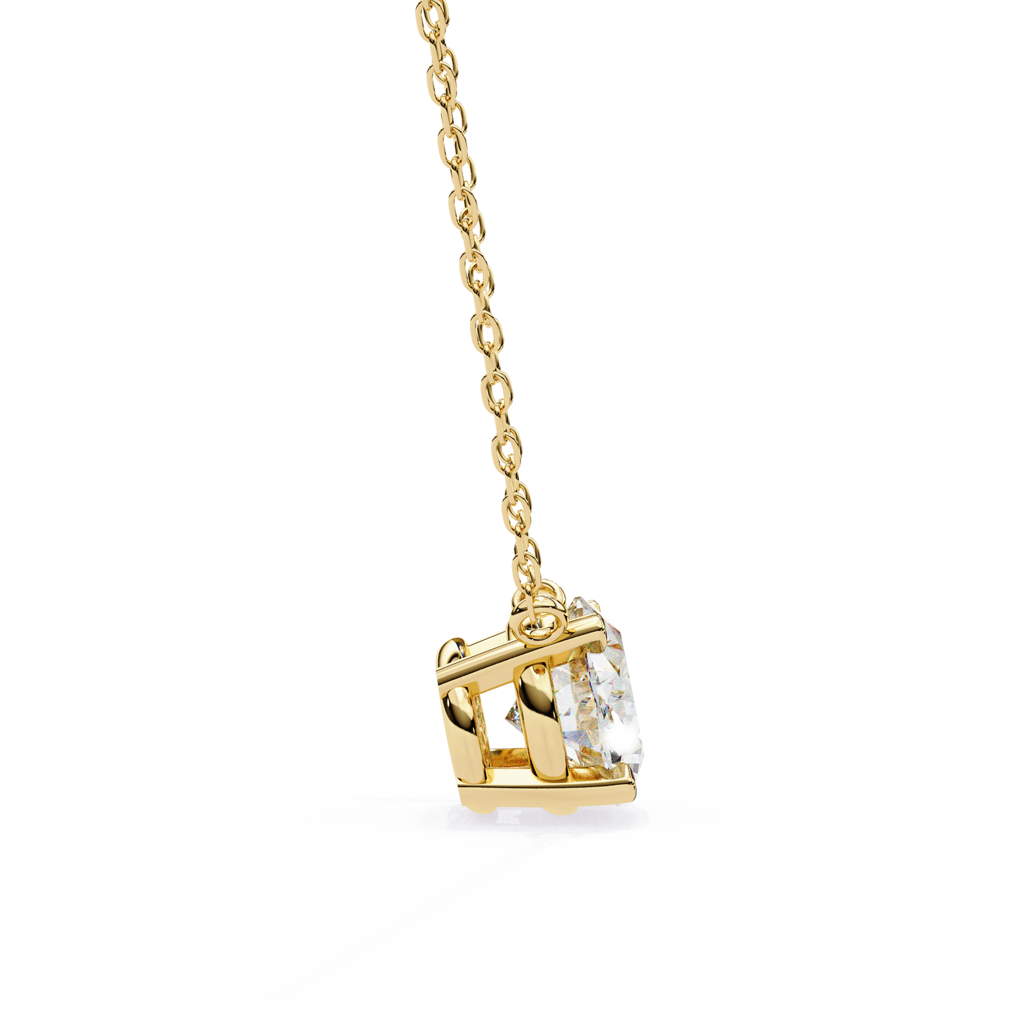 East-West Oval Solitaire Necklace | Modern Floating Pendant
