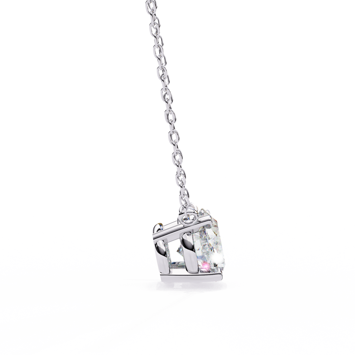 East-West Oval Solitaire Necklace | Modern Floating Pendant
