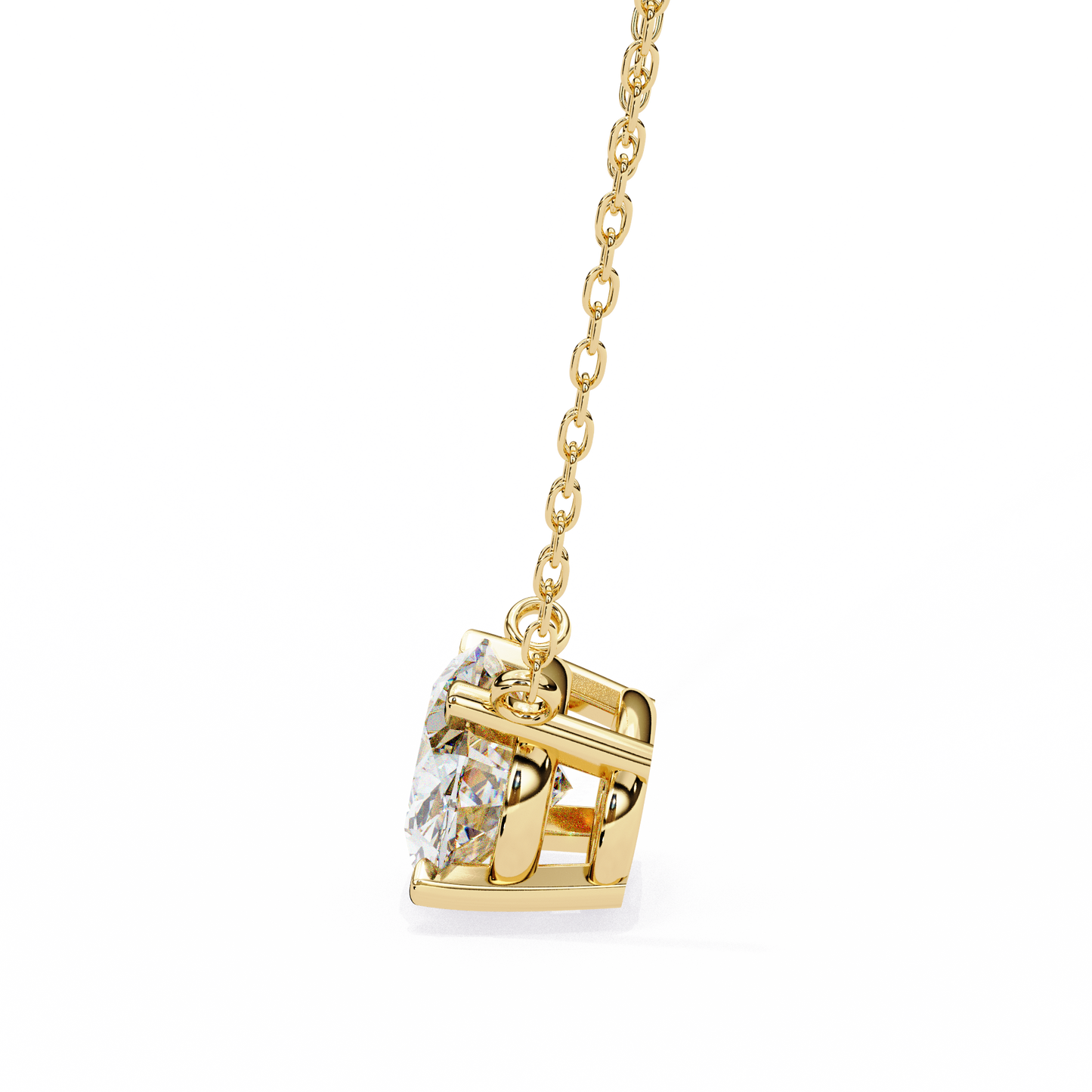 East-West Oval Solitaire Necklace | Modern Floating Pendant