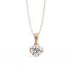 Crown Solitaire Necklace | 6-Prong Round Diamond Pendant