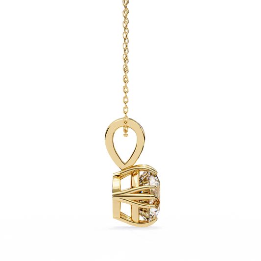Crown Solitaire Necklace | 6-Prong Round Diamond Pendant