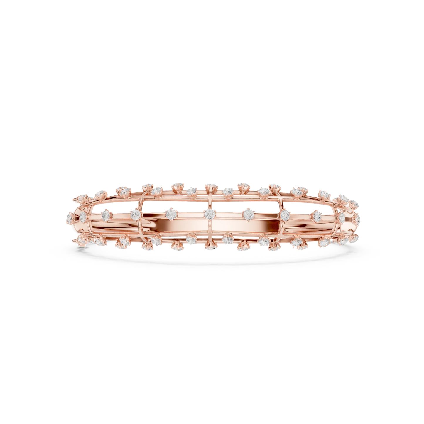 Multi-Row Diamond Cage Bangle Bracelet