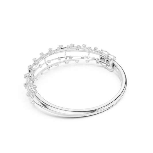 Multi-Row Diamond Cage Bangle Bracelet