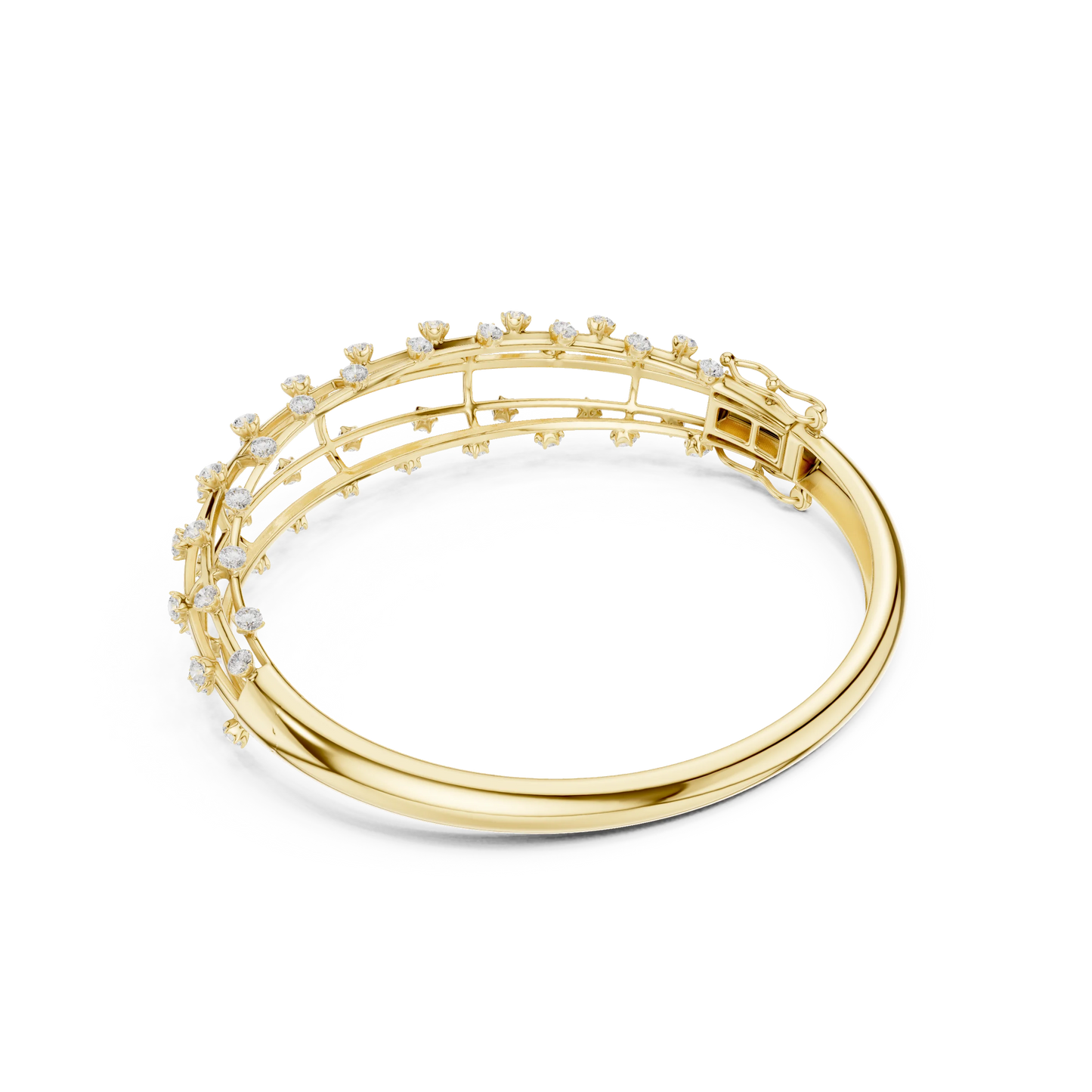 Multi-Row Diamond Cage Bangle Bracelet