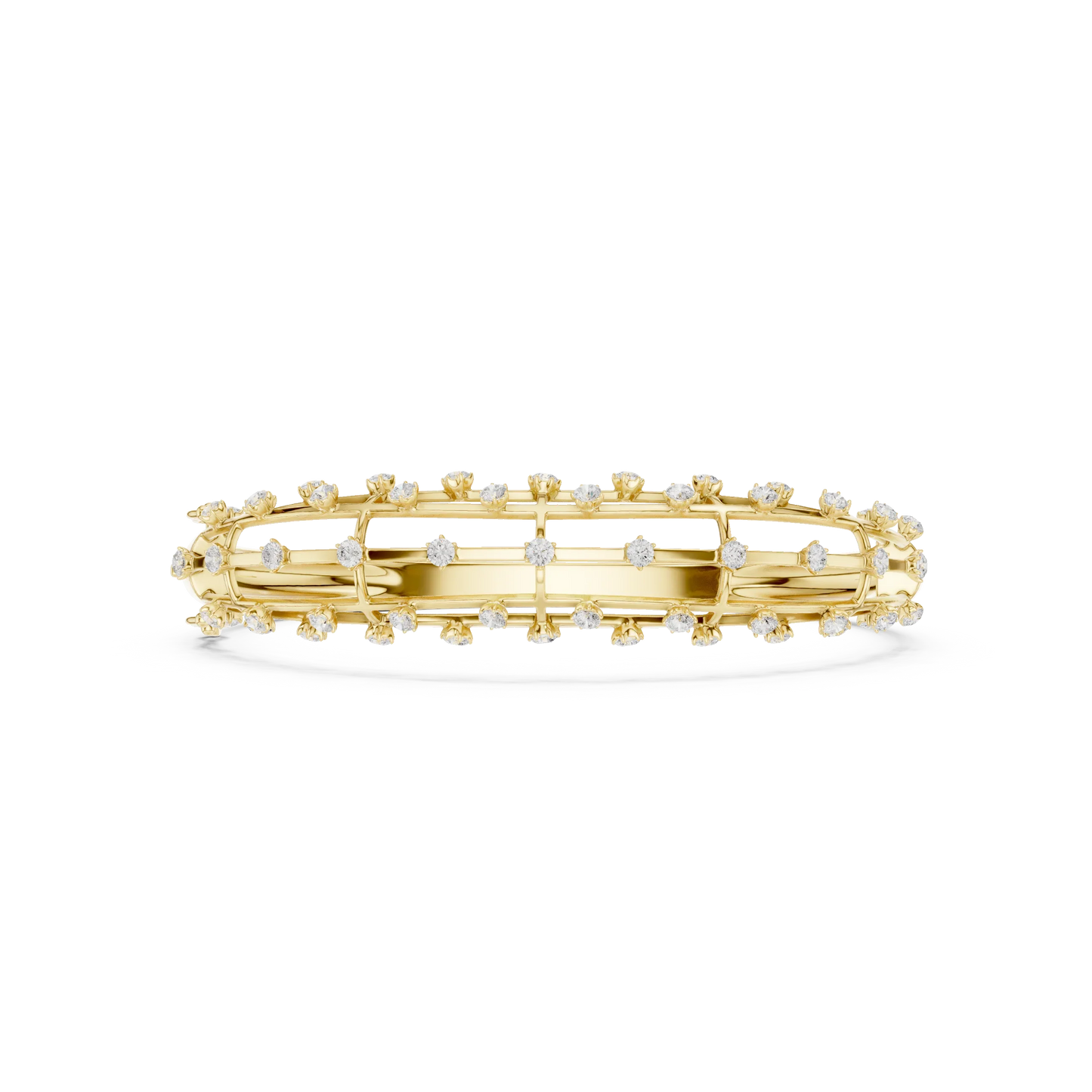 Multi-Row Diamond Cage Bangle Bracelet
