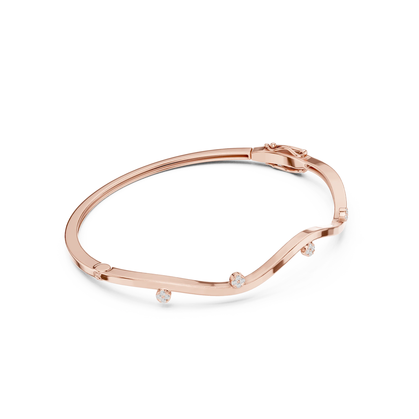 Wavy Diamond Bangle Bracelet