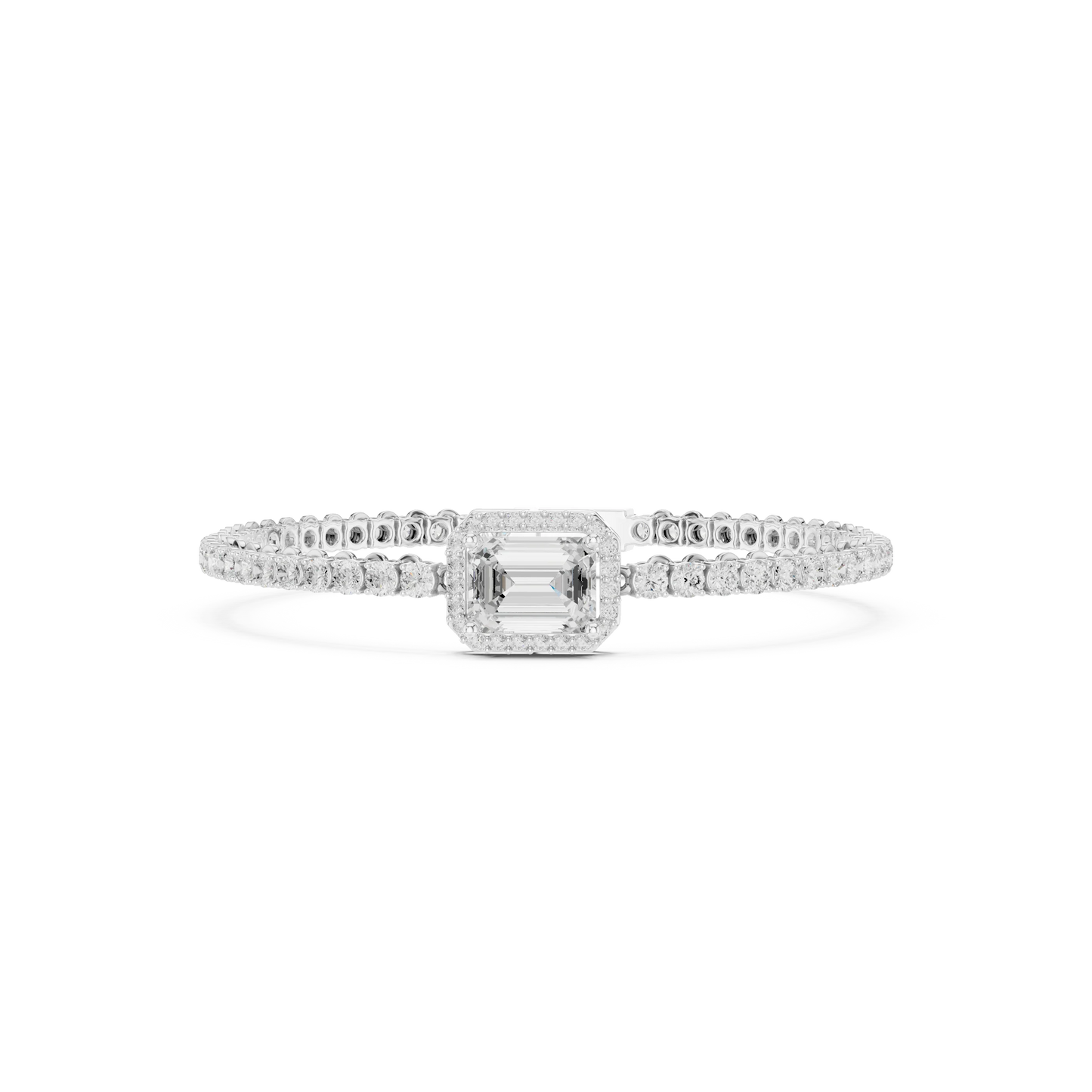 Emerald Cut Halo Diamond Tennis Bracelet