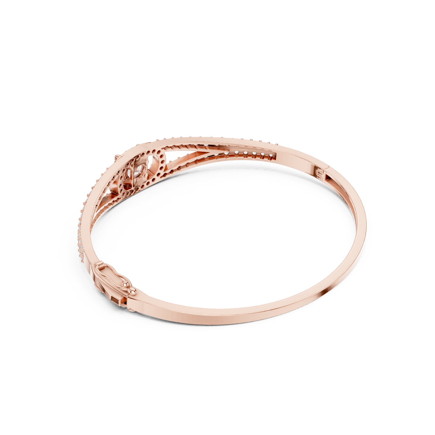 Round Diamond Halo Split Shank Bangle Bracelet