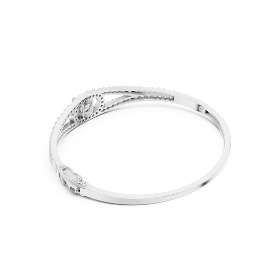 Round Diamond Halo Split Shank Bangle Bracelet