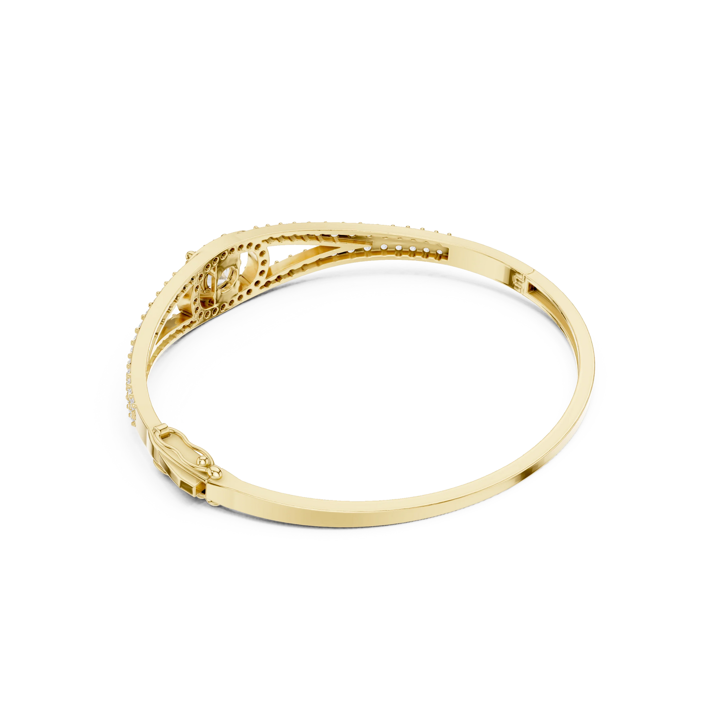 Round Diamond Halo Split Shank Bangle Bracelet