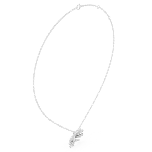 Pave Diamond Crescent Moon and Sunburst Necklace