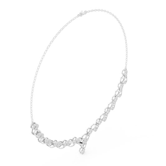 Diamond Cluster and Teardrop Link Necklace