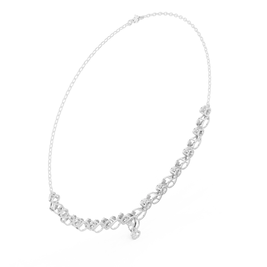 Diamond Cluster and Teardrop Link Necklace