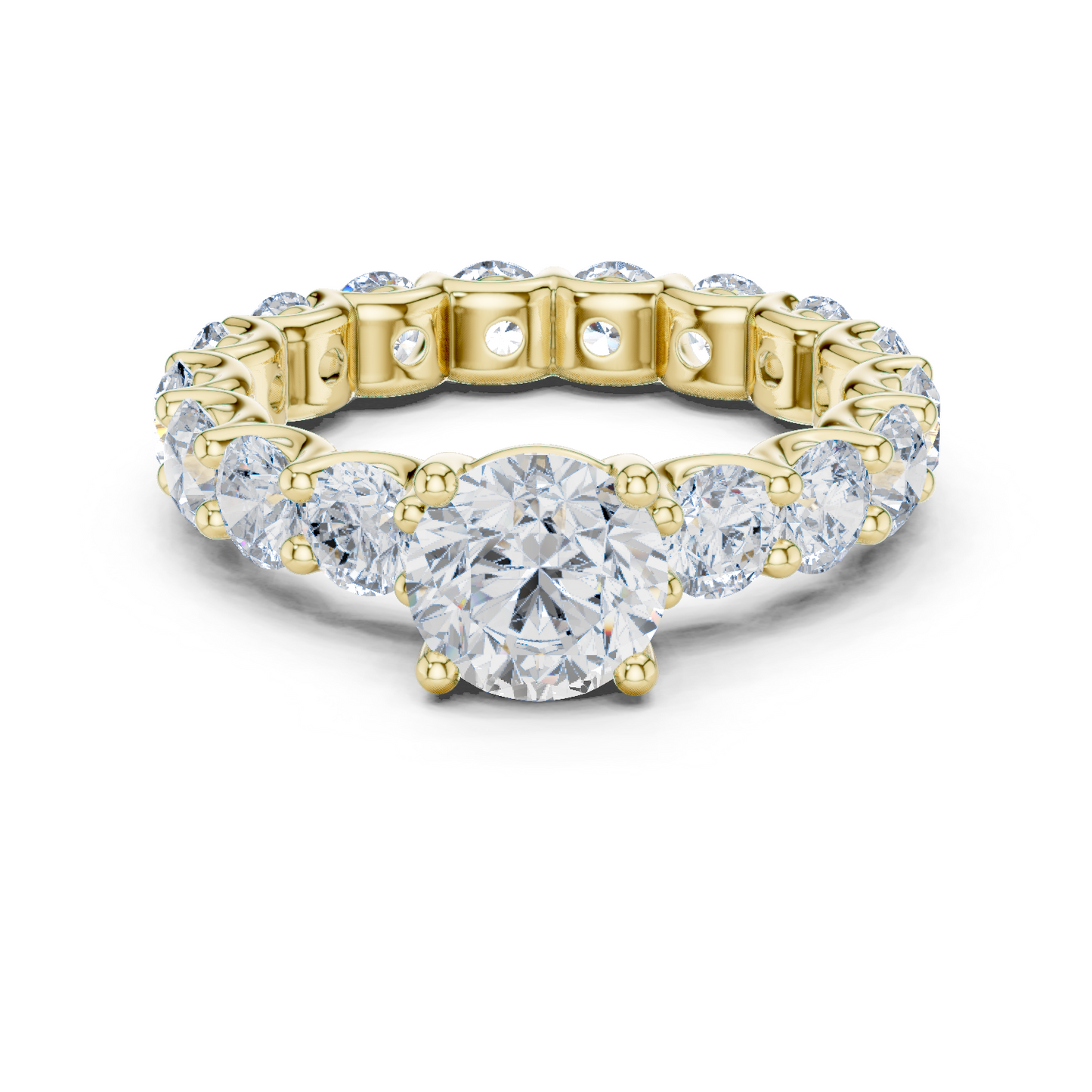 Round Diamond Ring with Shared Prong Eternity Band