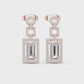 Emerald Cut Halo Dangle Earrings