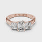 Emerald Princess cut Three Stone Ring