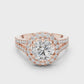 Round Halo Split Shank Engagement Ring