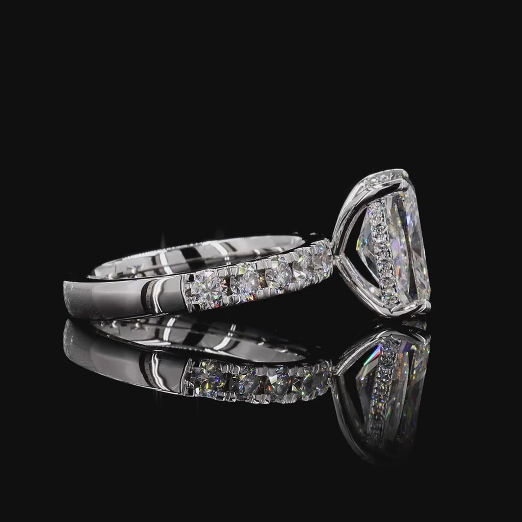 White Gold Cushion Diamond Halo Ring