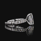 White Gold Cushion Diamond Halo Ring
