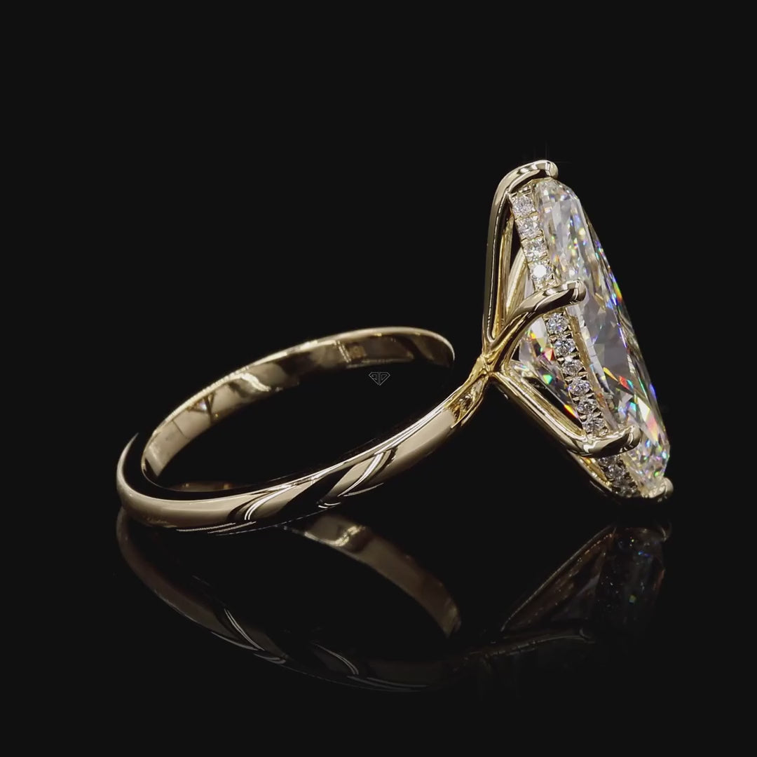 Yellow Gold Marquise Diamond Halo Ring