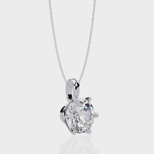 Petal Solitaire Diamond Necklace | 6-Prong Round Pendant