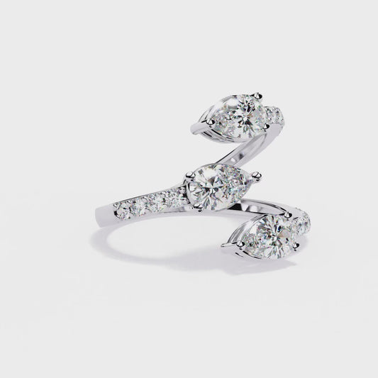 Diamond Serpent Wrap Ring | Modern Three Stone Design