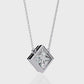 Bezel Set Princess Cut Solitaire Necklace | Floating Square Pendant