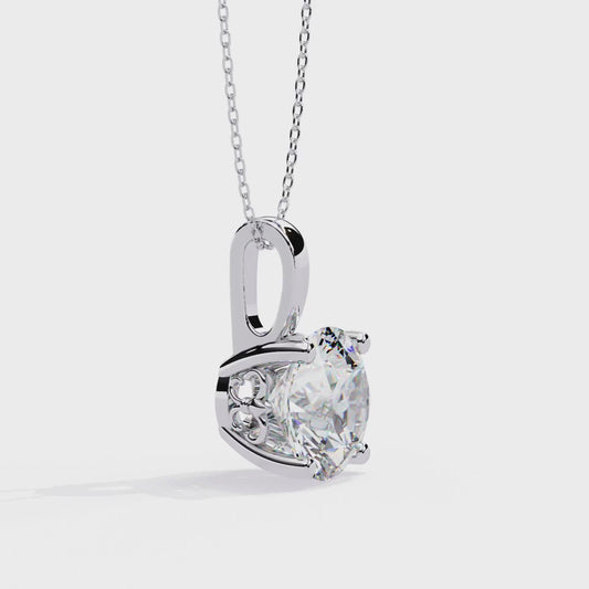 Floating Solitaire Diamond Necklace | Modern Round Pendant