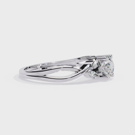 Infinity Engagement Ring with Marquise Side Stones | Romantic Twisted Band