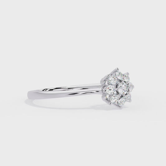 Dainty Flower Engagement Ring | Floral Diamond Cluster