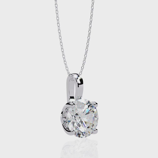 Floating Solitaire Diamond Necklace | Modern Round Pendant