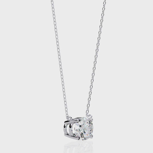 East-West Oval Solitaire Necklace | Modern Floating Pendant
