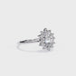 Snowflake Oval Engagement Ring | Delicate Starburst Halo Design