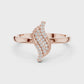 Diamond Leaf Ring with Milgrain Detail