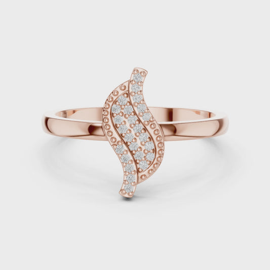 Diamond Leaf Ring with Milgrain Detail
